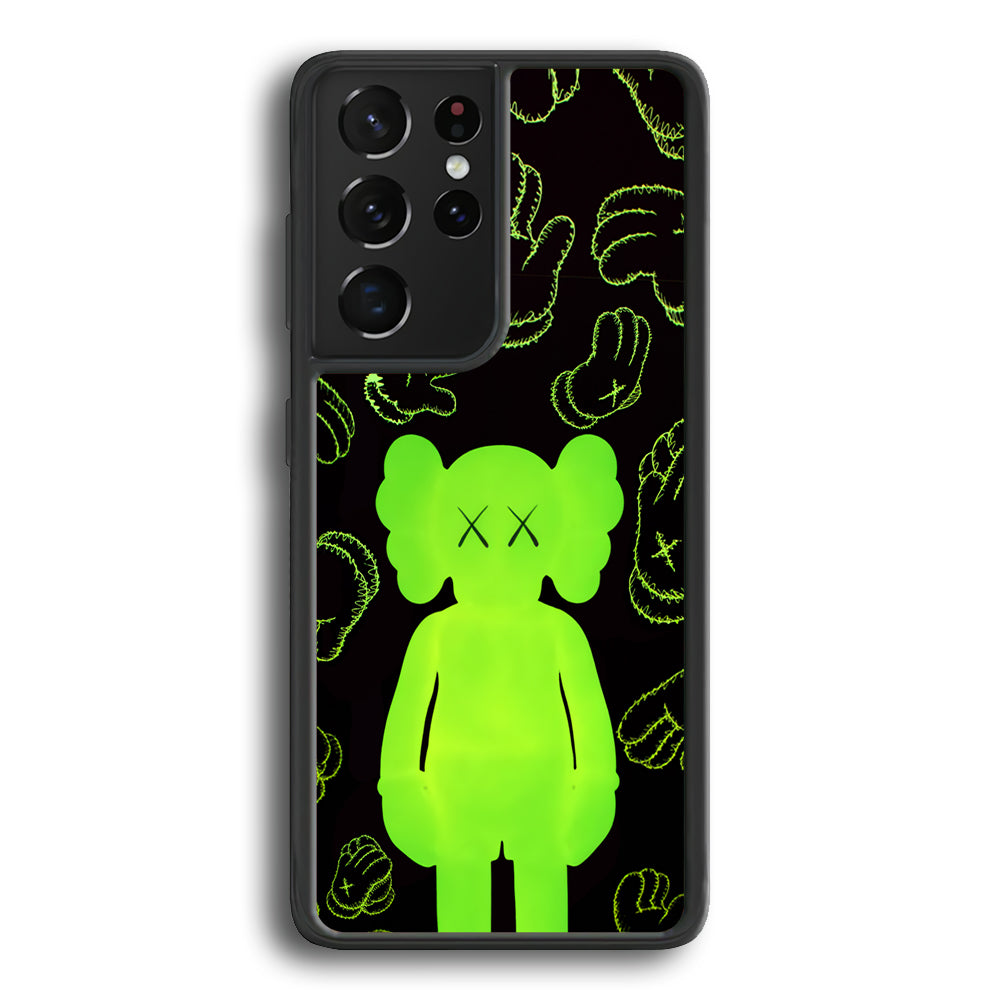Kaws Doll Glowing Green Samsung Galaxy S23 Ultra Case | Slim Rubber Case for Samsung Galaxy S23 Ultra