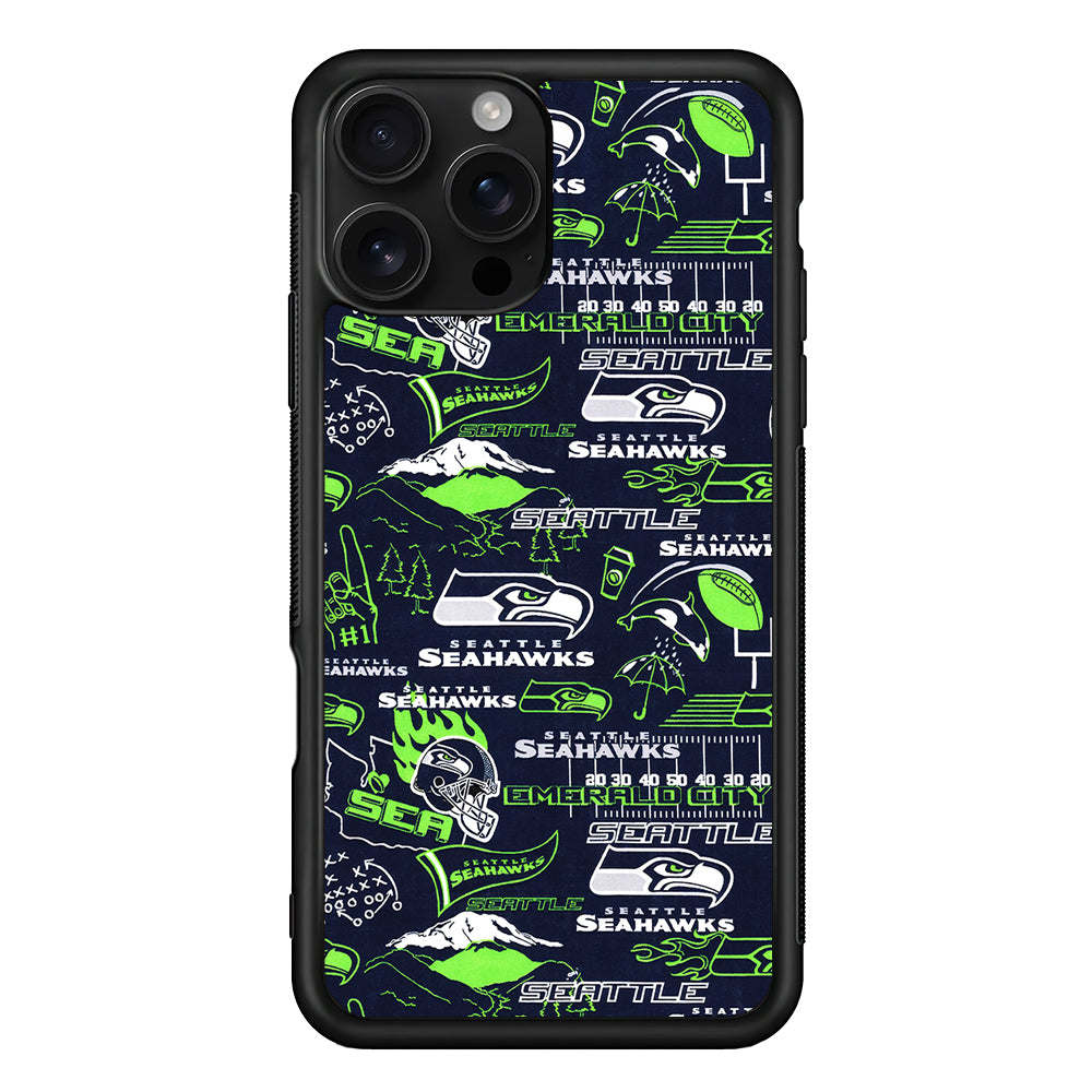 Seattle Seahawks Pattern iPhone 16 Pro Case | Durable Protective Case for iPhone 16 Pro