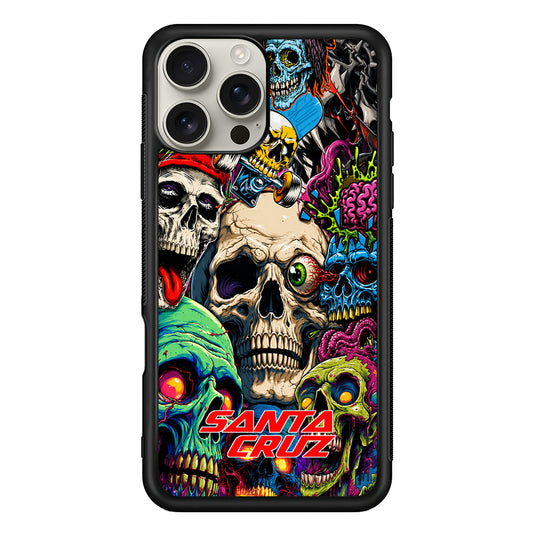 Santa Cruz Skateboard Skull iPhone 16 Pro Max Case | Slim Rubber Case for iPhone 16 Pro Max