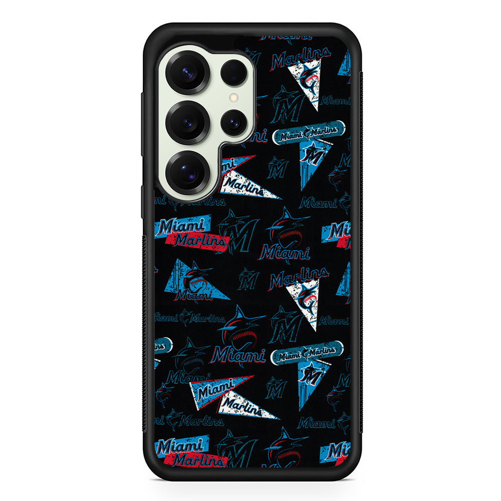Miami Marlins Pattern Samsung Galaxy S25 Ultra Case | Durable Rubber Case for Samsung Galaxy S25 Ultra