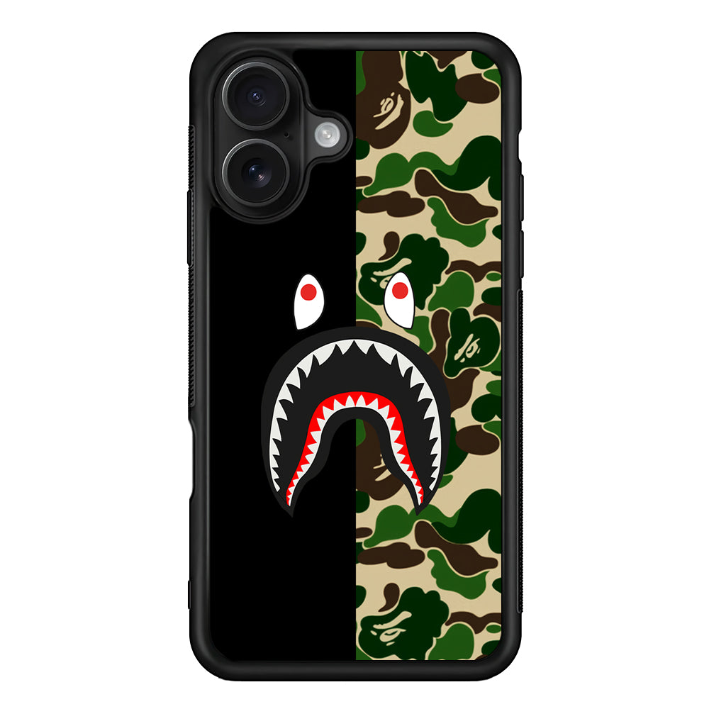 Bape Black Green Camo iPhone 16 Case | Slim Rubber Case for iPhone 16