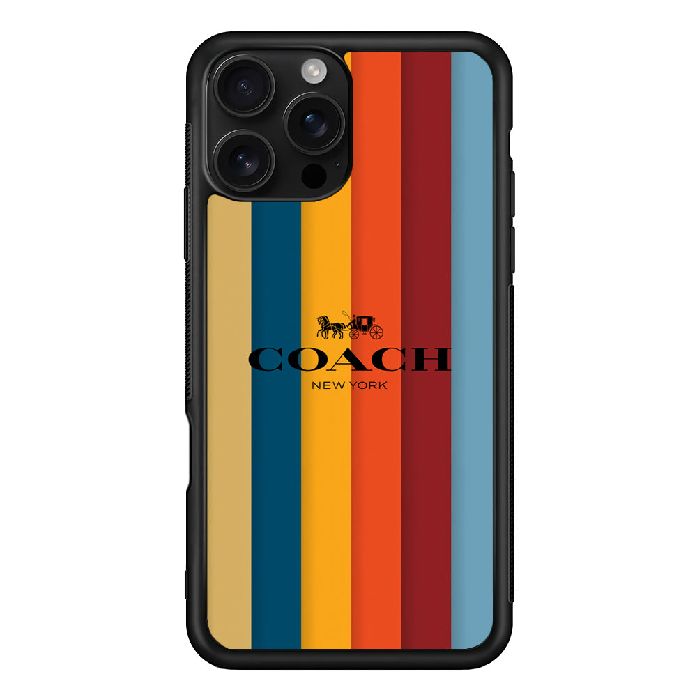 Coach Vertical Colorfull iPhone 16 Pro Case | Slim Rubber Case for iPhone 16 Pro