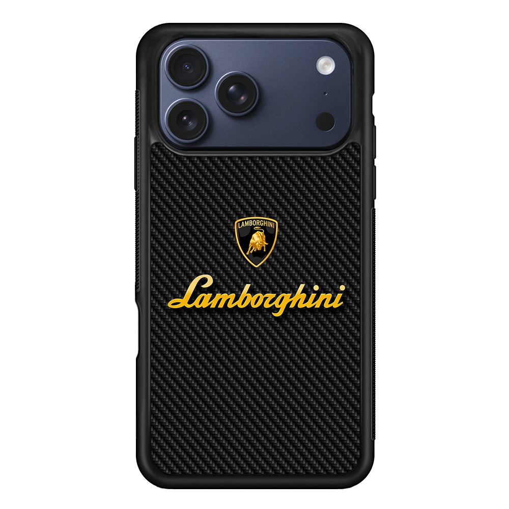 Lamborghini Black Carbon Logo iPhone 17 Pro Max Case | Slim Rubber Case for iPhone 17 Pro Max