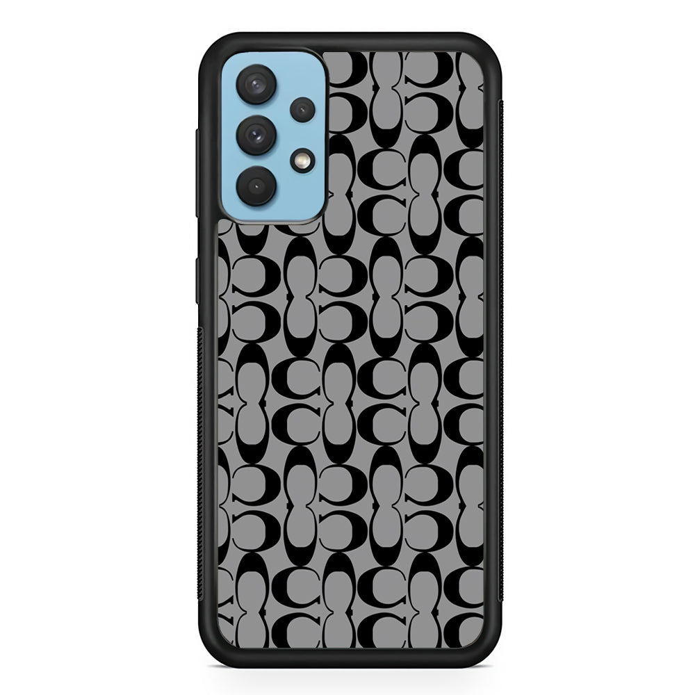 Coach Black Grey Samsung Galaxy A32 Case | Slim Rubber Case for Samsung Galaxy A32