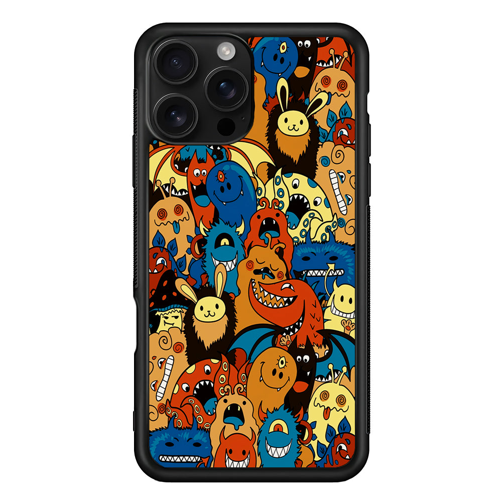 Cute Monsters Doodle Cartoon iPhone 16 Pro Case | Durable Protective Case for iPhone 16 Pro