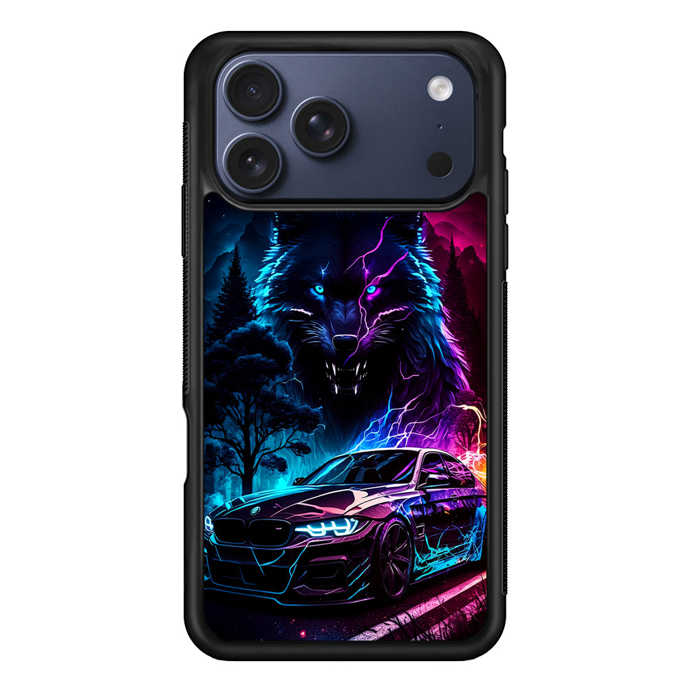 Neon Wolf and Car Northern iPhone 17 Pro Max Case | Slim Protective Cover for iPhone 17 Pro Max