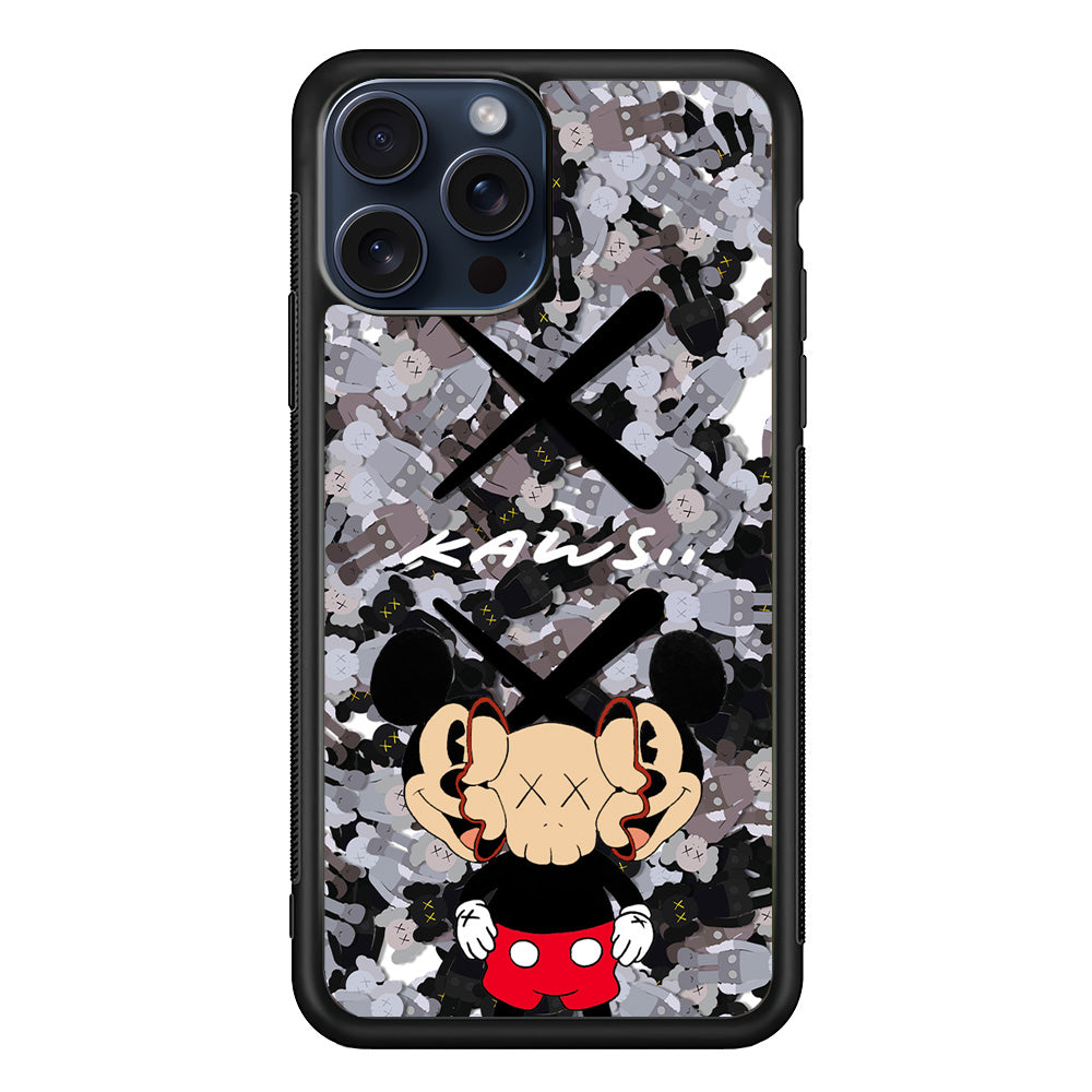 Kaws and Mickey Mask iPhone 15 Pro Max Case | Slim Rubber Case for iPhone 15 Pro Max
