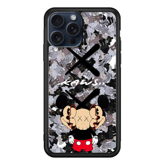 Kaws and Mickey Mask iPhone 15 Pro Max Case | Slim Rubber Case for iPhone 15 Pro Max