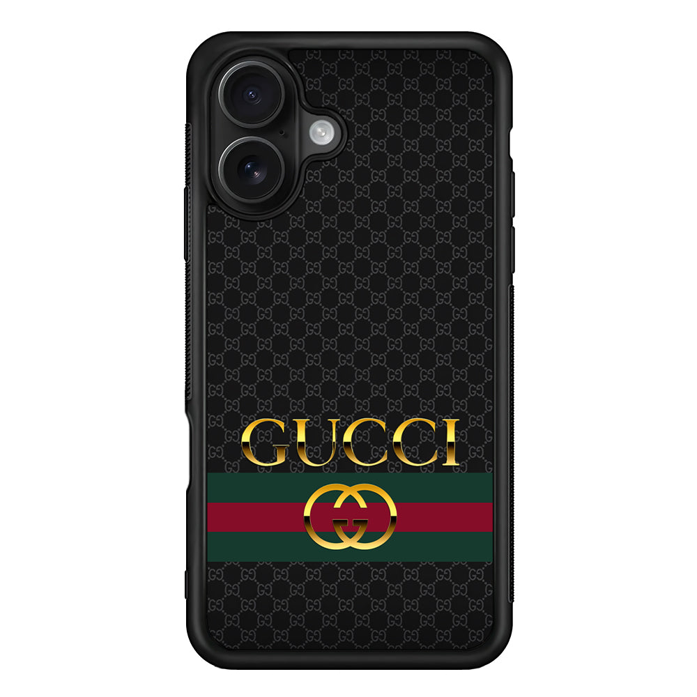 Gucci Luxury Pattern iPhone 16 Case | Slim Rubber Case for iPhone 16