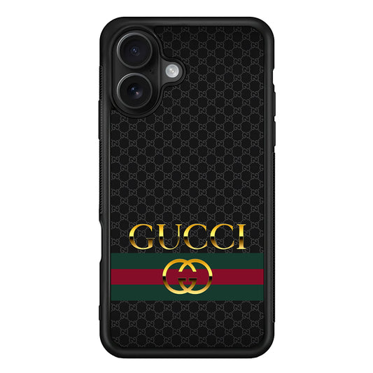 Gucci Luxury Pattern iPhone 16 Case | Slim Rubber Case for iPhone 16