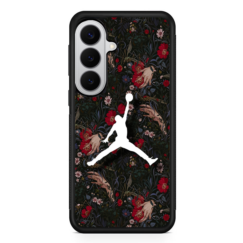 Air Jordan Logo Flower Art Samsung Galaxy S26 Case | Slim Samsung Galaxy S26 Rubber Case