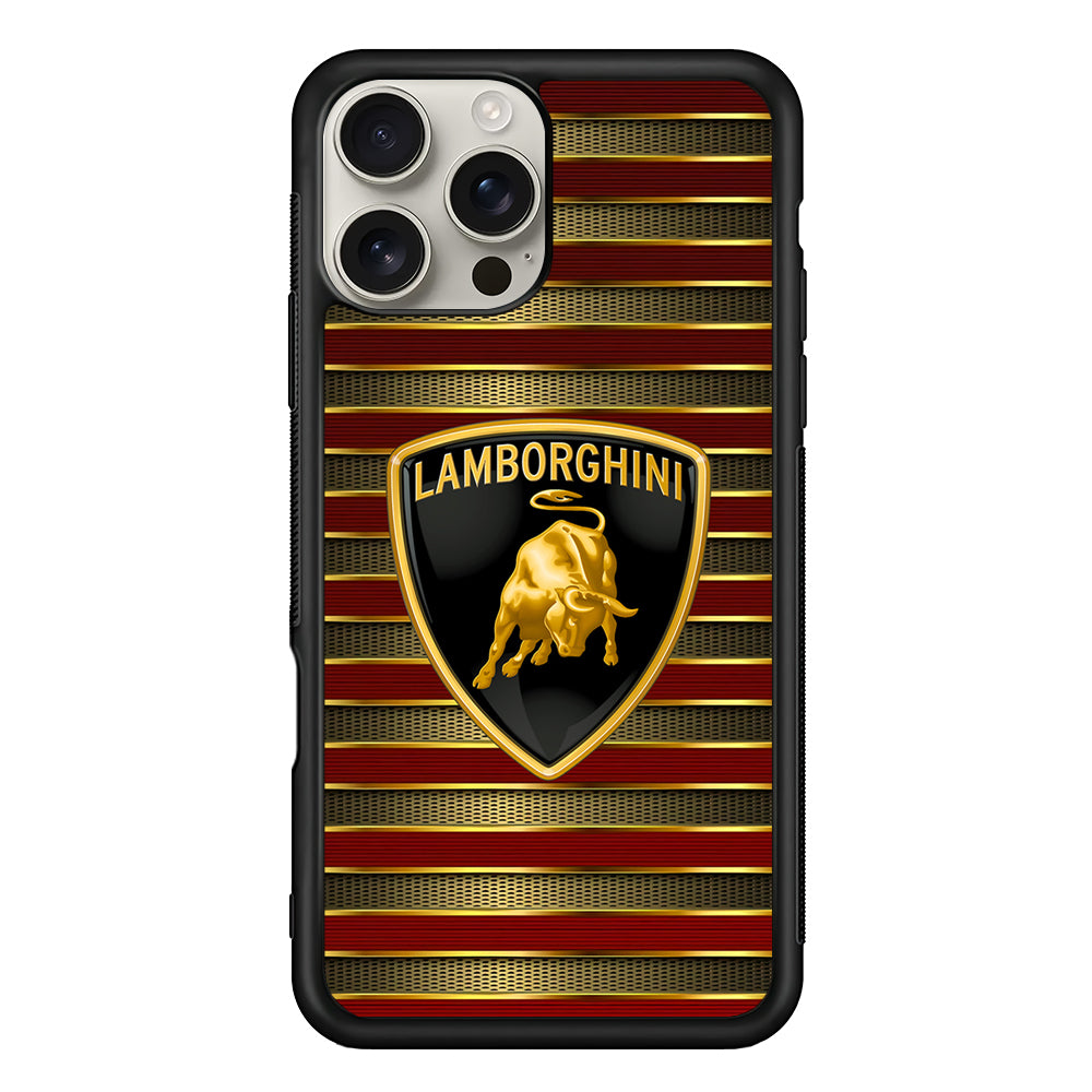 Lamborghini Red Gold Luxury iPhone 16 Pro Max Case | Slim Rubber Case for iPhone 16 Pro Max