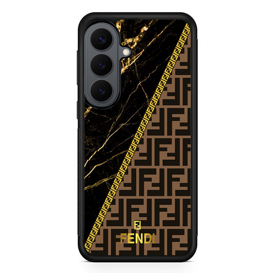 Fendi Patern Marble Gold Samsung Galaxy S26 Plus Case | Slim Rubber Case for Samsung Galaxy S26 Plus