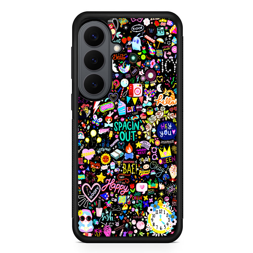 Girly Mixed Doodle Samsung Galaxy S26 Plus Case | Slim Rubber Case for Samsung Galaxy S26 Plus