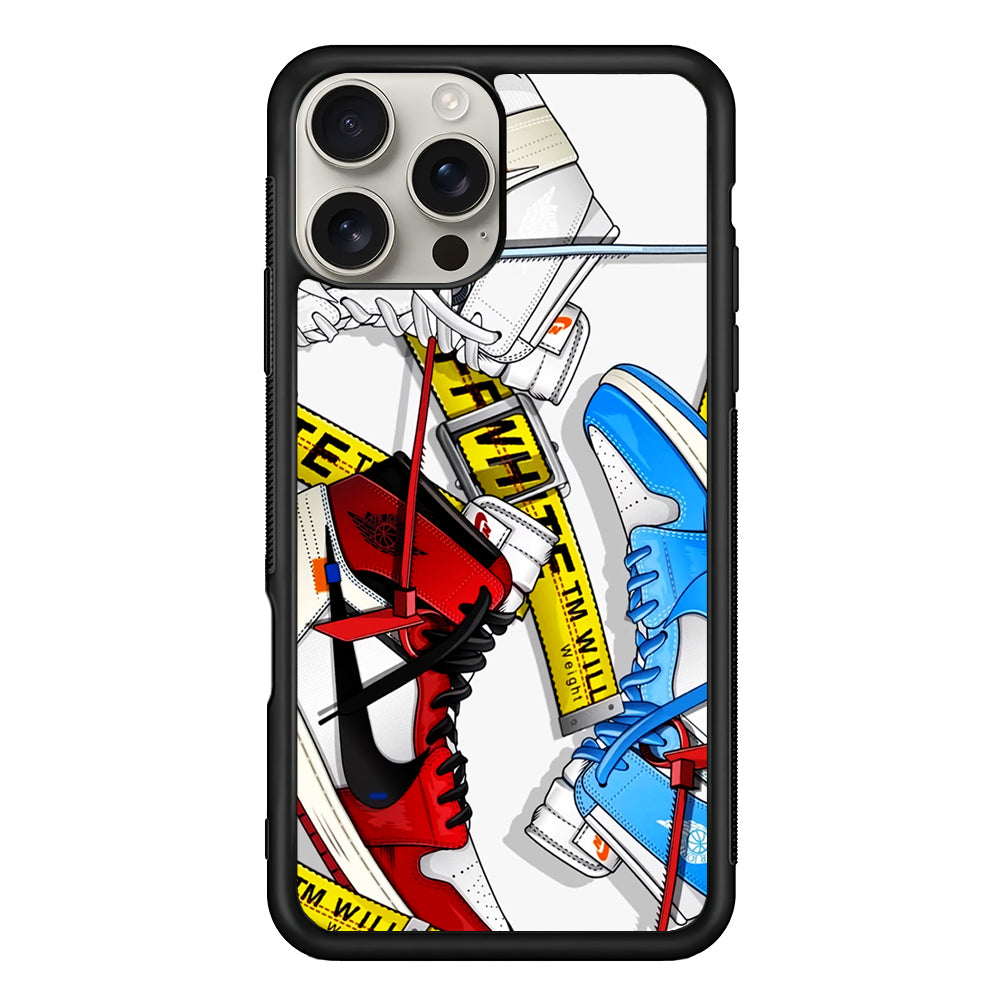 Nike Air x Off White Shoes Colase iPhone 16 Pro Max Case | Slim Rubber Case for iPhone 16 Pro Max