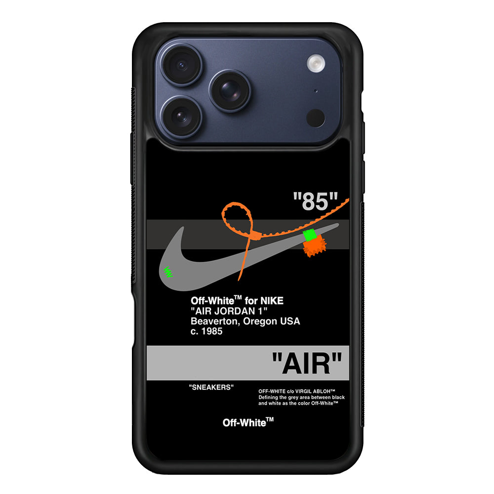 Off White x Nike Air Jordan Black iPhone 17 Pro Max Case | Slim Rubber Case for iPhone 17 Pro Max