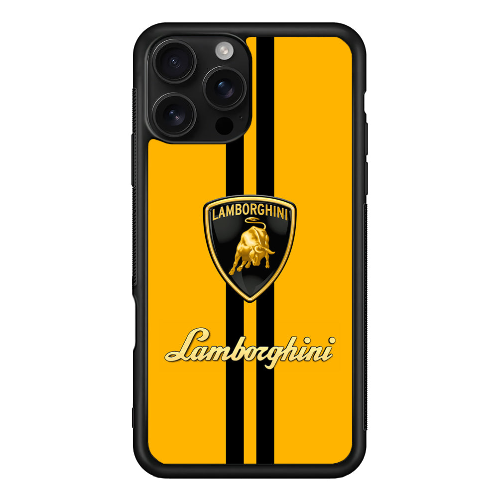 Lamborghini Logo Yellow iPhone 16 Pro Case | Slim Rubber Case for iPhone 16 Pro