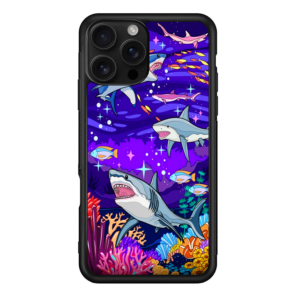 Shark Fish Cartoon iPhone 16 Pro Case | Durable Protective Case for iPhone 16 Pro