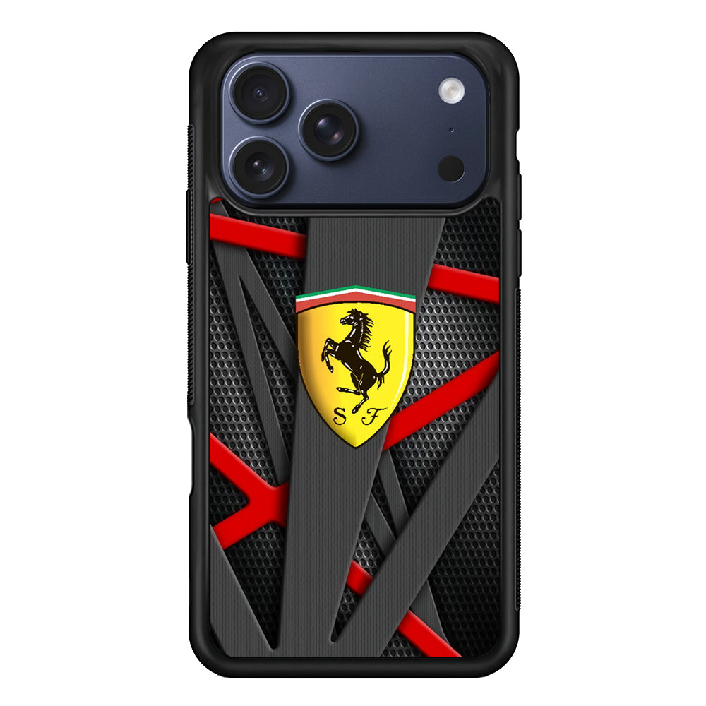 Ferrari Bold Red and Black iPhone 17 Pro Max Case | Durable Rubber Case for iPhone 17 Pro Max