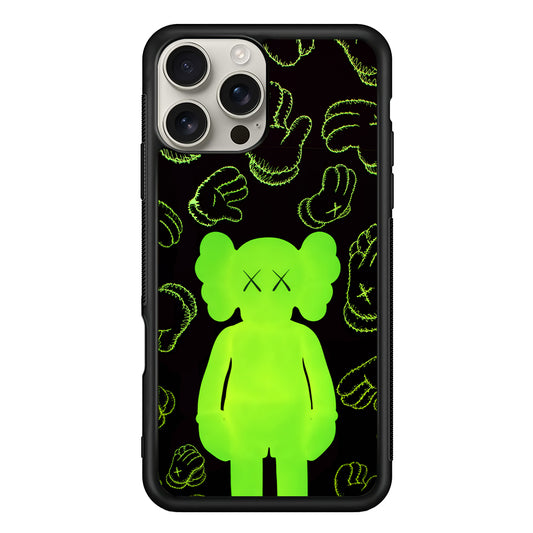 Kaws Doll Glowing Green iPhone 16 Pro Max Case | Slim Rubber Case for iPhone 16 Pro Max