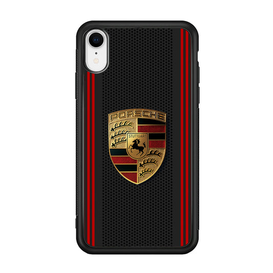 Porsche Gold Emblem iPhone XR Case | Slim Rubber Case for iPhone XR
