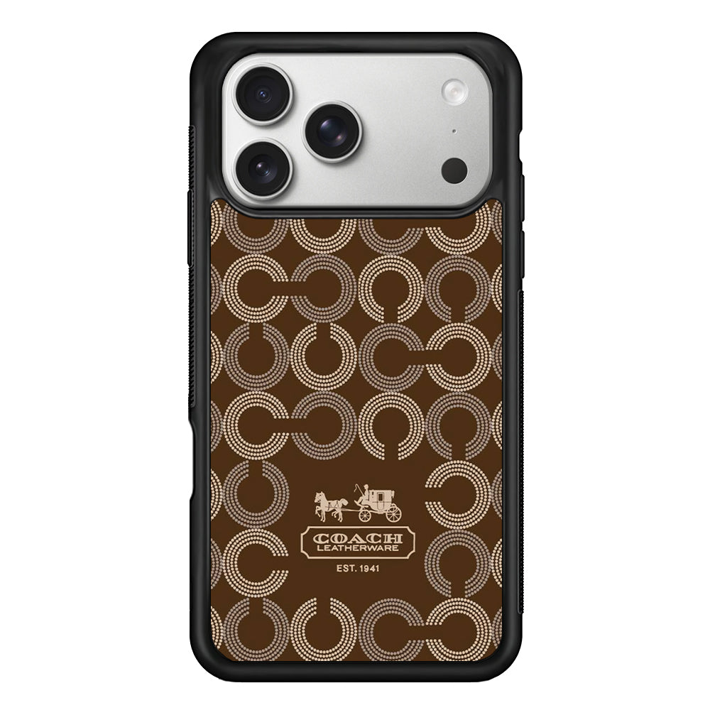 Coach Pattern Brown iPhone 17 Pro Case | Slim Rubber Case for iPhone 17 Pro