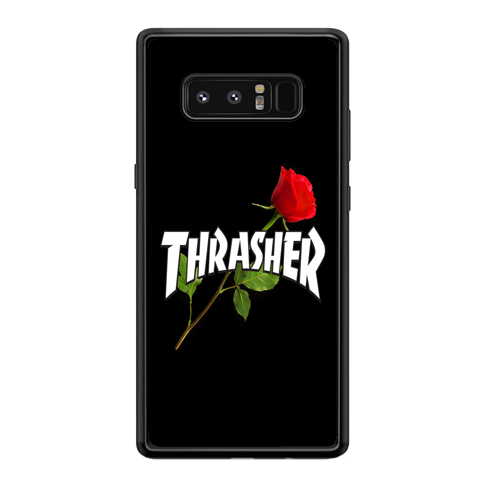 Thrasher Black Rose Flower Samsung Galaxy Note 8 Case | Slim Rubber Case for Samsung Galaxy Note 8