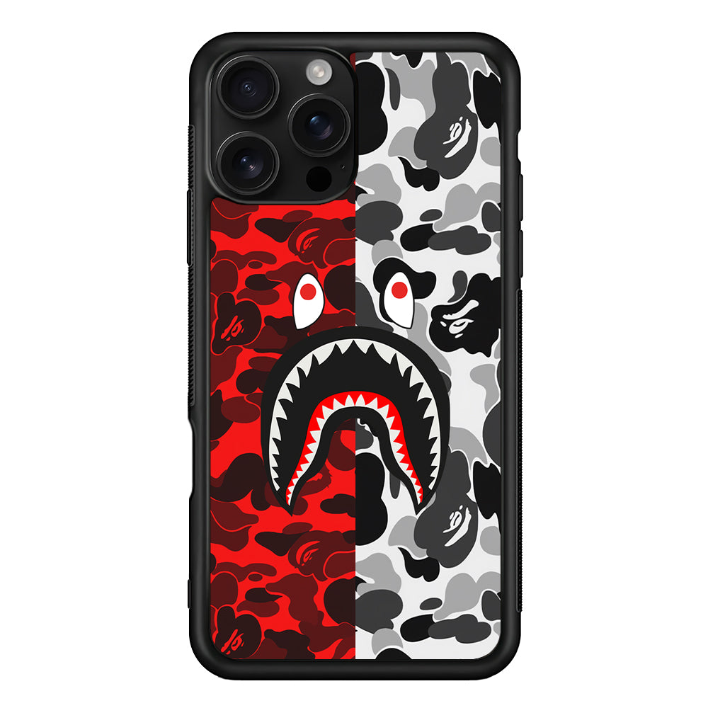 Bape Red Black Camo iPhone 16 Pro Case | Slim Rubber Case for iPhone 16 Pro