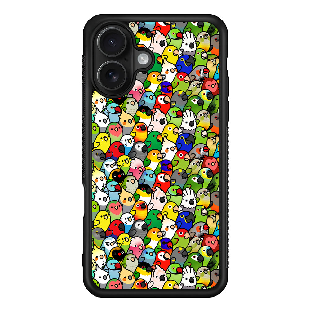 Kawaii Birds Pattern iPhone 16 Case - Oxvistore