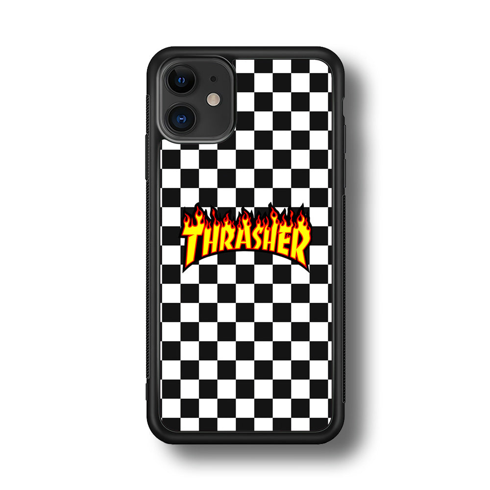 Thrasher Chess Pattern iPhone 12 Case | Slim Rubber Case for iPhone 12