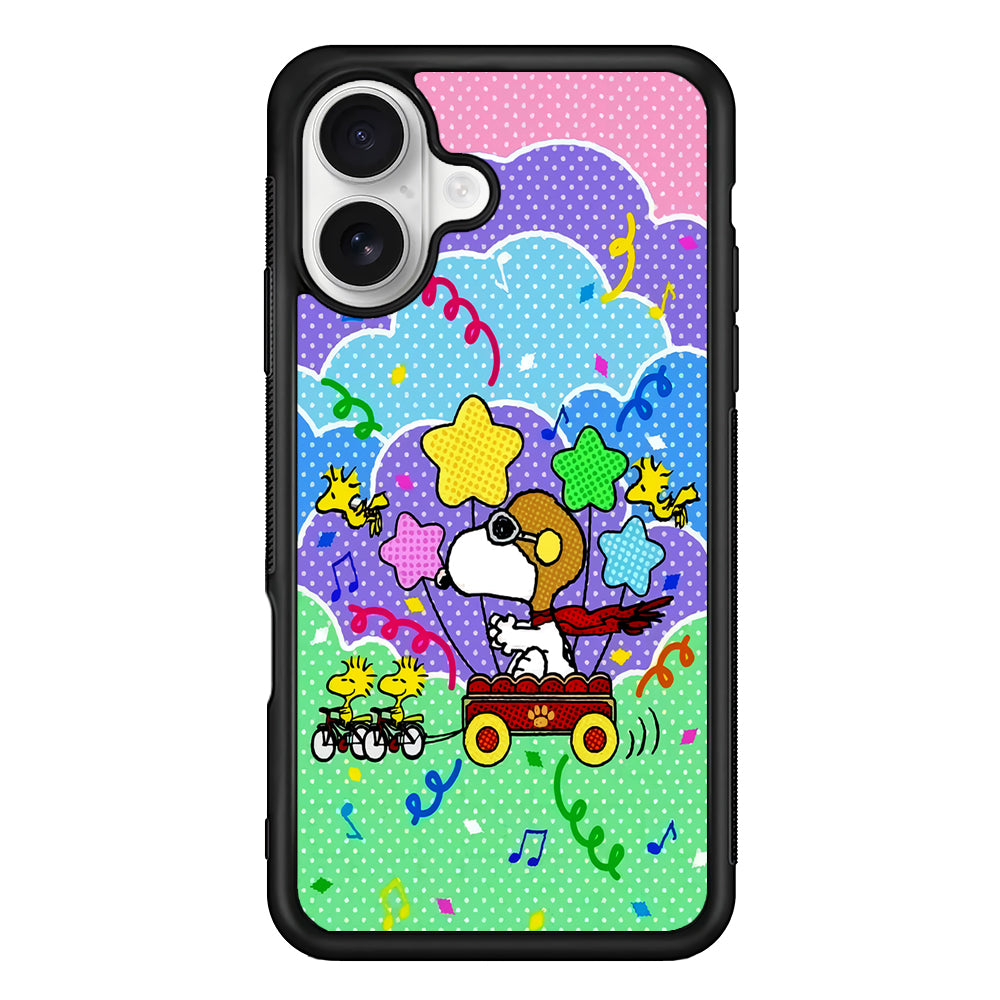 Woodstock Pulled Snoopy iPhone 16 Plus Case | Durable Protective Rubber Cover
