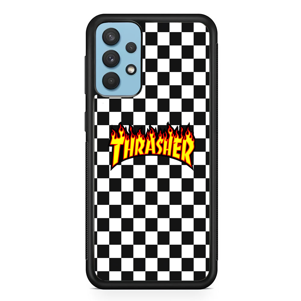 Thrasher Chess Pattern Samsung Galaxy A32 Case | Slim Rubber Case for Samsung Galaxy A32