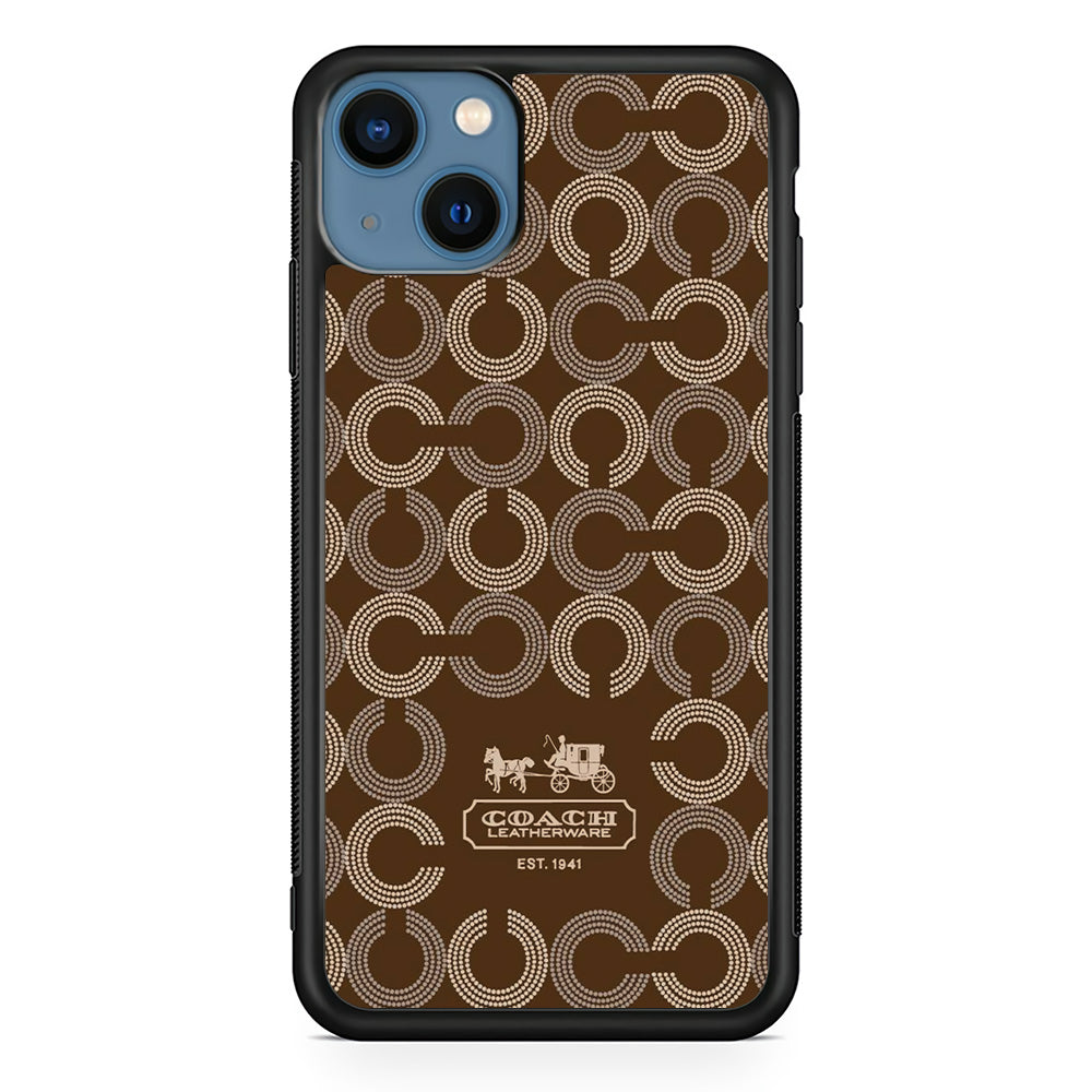 Coach Pattern Brown iPhone 15 Case | Slim Rubber Case for iPhone 15