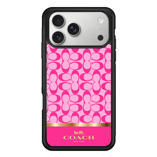 Coach Pink Pattern iPhone 17 Pro Case | Slim Rubber Case for iPhone 17 Pro