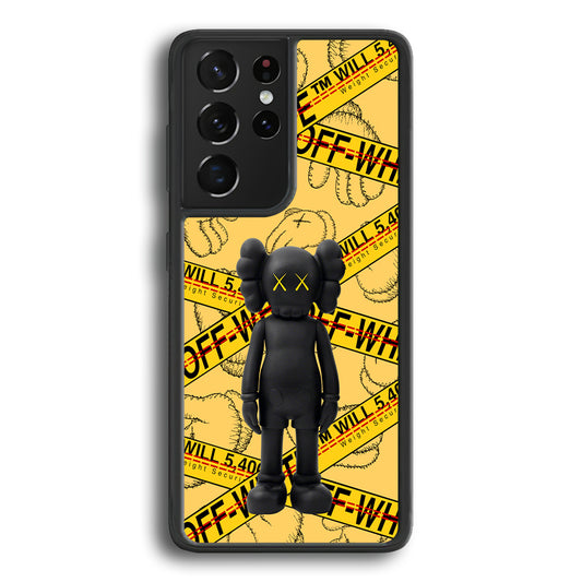 Kaws x Off White Yellow Belt Samsung Galaxy S23 Ultra Case | Slim Rubber Case for Samsung Galaxy S23 Ultra