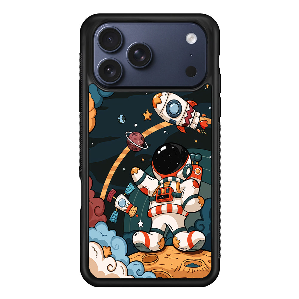 Space Astronaut on Galaxy iPhone 17 Pro Max Case | Slim Protective Cover for iPhone 17 Pro Max
