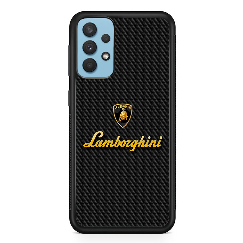 Lamborghini Black Carbon Logo Samsung Galaxy A32 Case | Slim Rubber Case for Samsung Galaxy A32