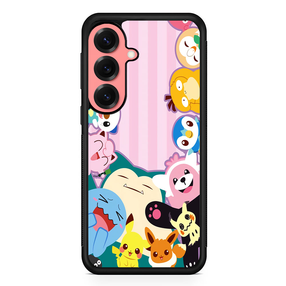 Aesthetic Pokemon Pink Stripe Samsung Galaxy S25 Case | Protective Case for Samsung Galaxy S25