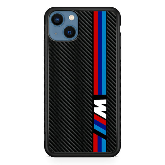 BMW M Carbon Tricolor Stripes iPhone 13 Case | Slim Rubber Case for iPhone 13