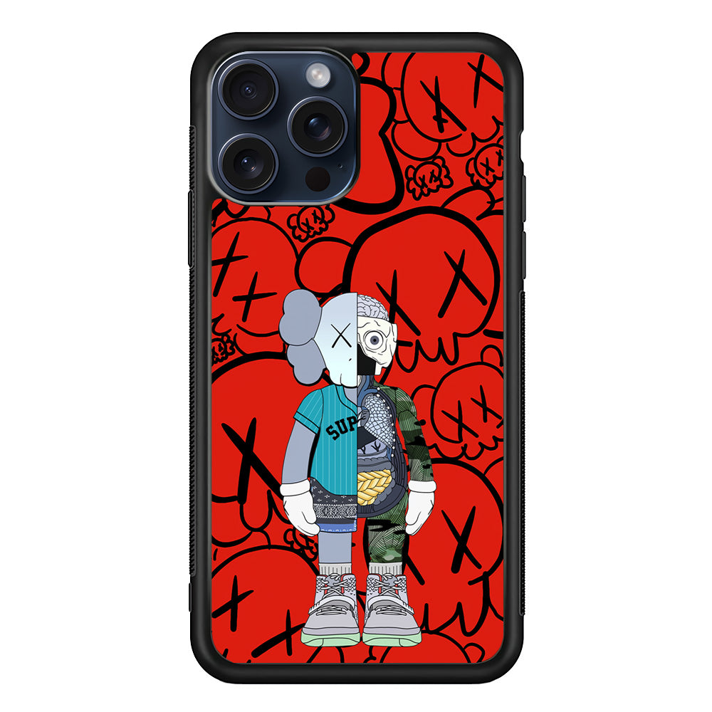 Kaws Graffiti Red iPhone 15 Pro Max Case | Slim Rubber Case for iPhone 15 Pro Max