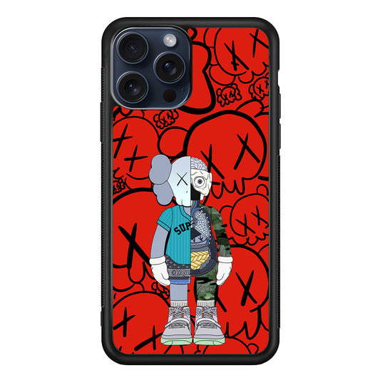 Kaws Graffiti Red iPhone 15 Pro Max Case | Slim Rubber Case for iPhone 15 Pro Max