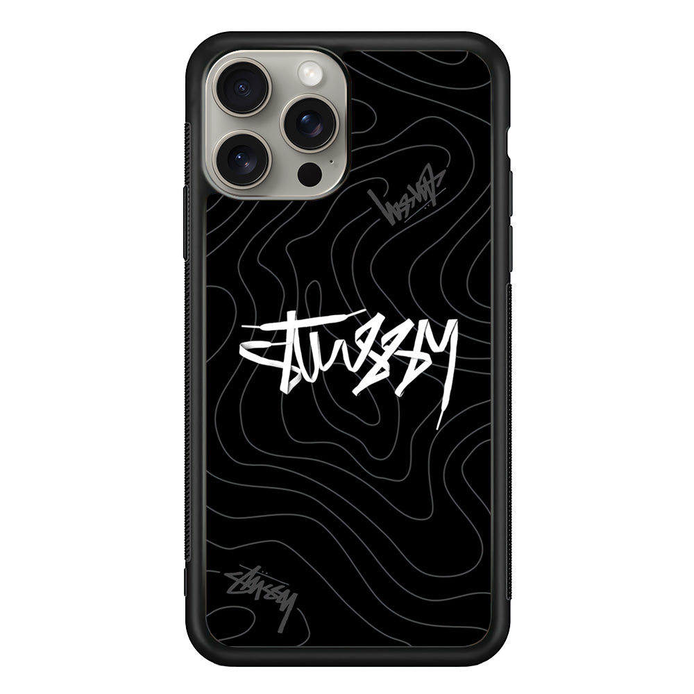 Stussy Black Vibes iPhone 15 Pro Case | Slim Rubber Case for iPhone 15 Pro