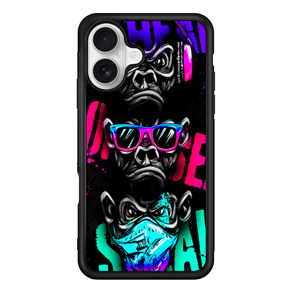 Three Wise Monkeys iPhone 16 Plus Case | Durable Protective Rubber Cover