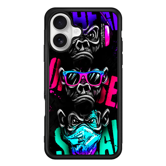 Three Wise Monkeys iPhone 16 Plus Case | Durable Protective Rubber Cover