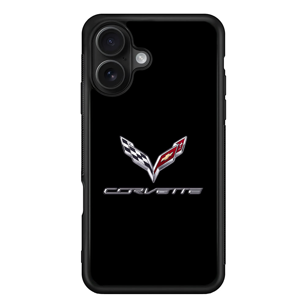 Chevrolet Corvette Logo Black iPhone 16 Case | Slim Rubber Case for iPhone 16