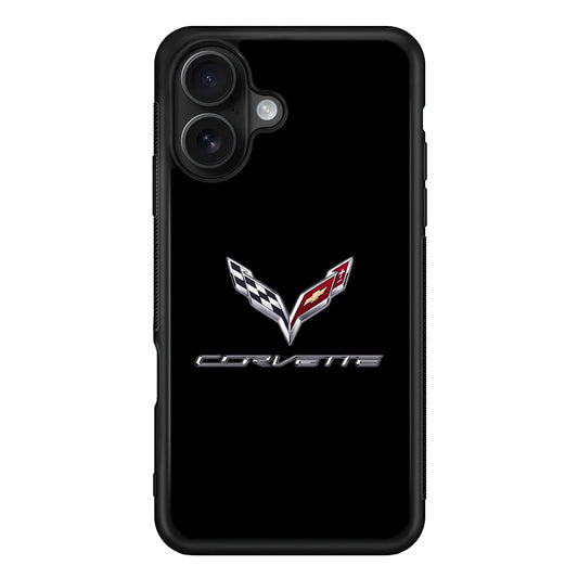 Chevrolet Corvette Logo Black iPhone 16 Case | Slim Rubber Case for iPhone 16