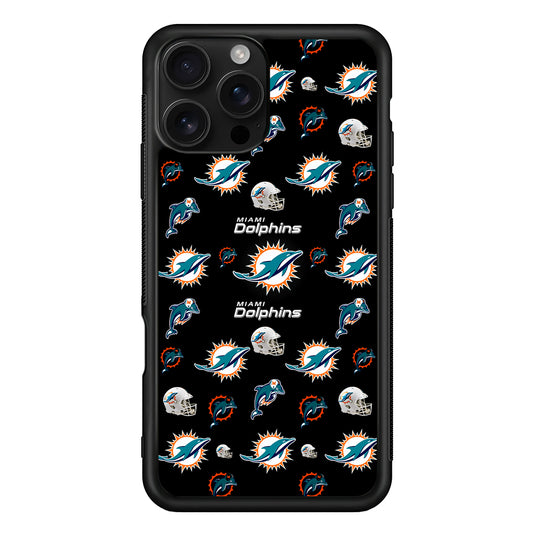 Miami Dolphins Pattern iPhone 16 Pro Case | Durable Protective Case for iPhone 16 Pro