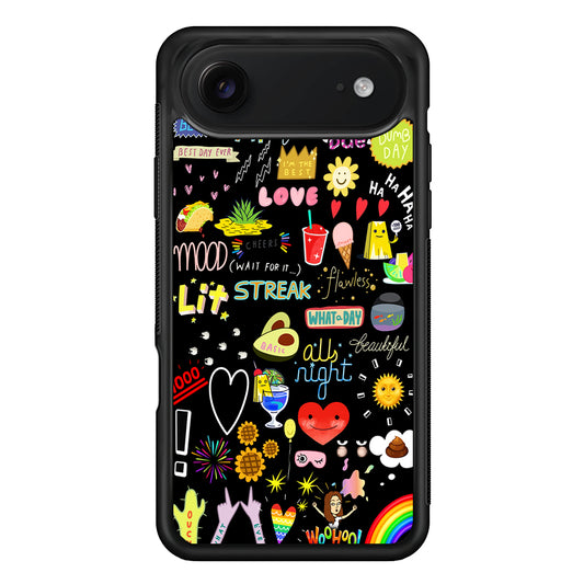 Random Cute Sticker Doodle Dark iPhone 17 Air Case | Protective Case for iPhone 17 Air