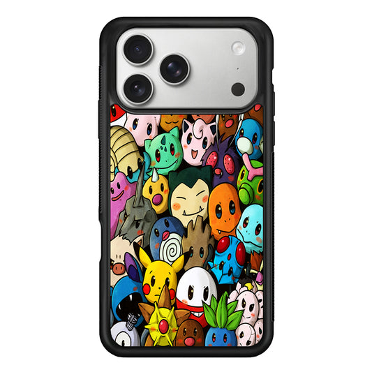 Bunch of Cute Pokemon iPhone 17 Pro Case | Slim Rubber Case for iPhone 17 Pro