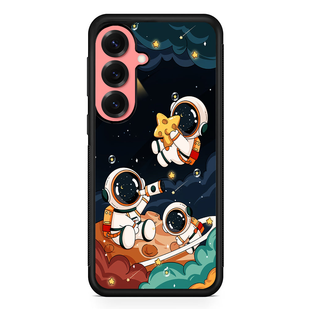 Three Astronauts Playing on a Planet Samsung Galaxy S25 Case | Protective Case for Samsung Galaxy S25